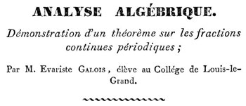 Figure 1: L’adresse de l’article de Galois (texte BibNUm, numérisation Numdam)