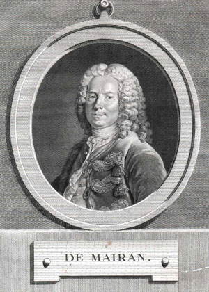 Figure 1 : Jean-Jacques Dortous de Mairan (1678-1771) (portrait par Louis Tocque, 1696-1772, gravure par Pierre-Charles Ingouf, 1746-1800) (Dibner Library of the History of Science and Technology, Smithsonian Institute).