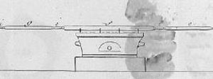 Figure 5 : dispositif de pesage de l’hydrogène conçu par Boussingault (figure adaptée de la seconde partie de son mémoire, consacrée à la détermination de l’hydrogène contenu dans l’air).