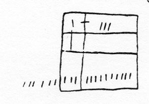 Figure 8 : Rectangle rituel sur un mur de maison bambara. (Banankoroni, Mali). Source : G. Dieterlen (1988), p. 155.