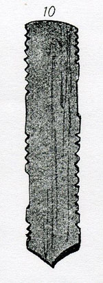 Figure 9 : Message-stick utilisé par les aborigènes d’Australie, avec des encoches de chaque côté. Source : Howitt (1904), p. 704.