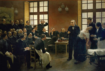 Figure 10 : À la Salpêtrière, Charcot hypnotise Blanche (Marie) Wittman. Une peinture de 1887 d’André Brouillet (1857-1914).