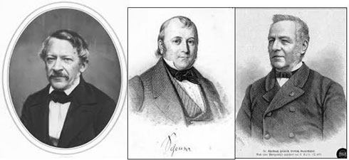 Figure 19 : Heinrich W. Dove (à g.) et ses deux contradicteurs, Joakim F. Scouw (au centre) et Christoph Buys Ballot (à dr.).